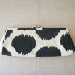 Ikat pattern fabric clutch